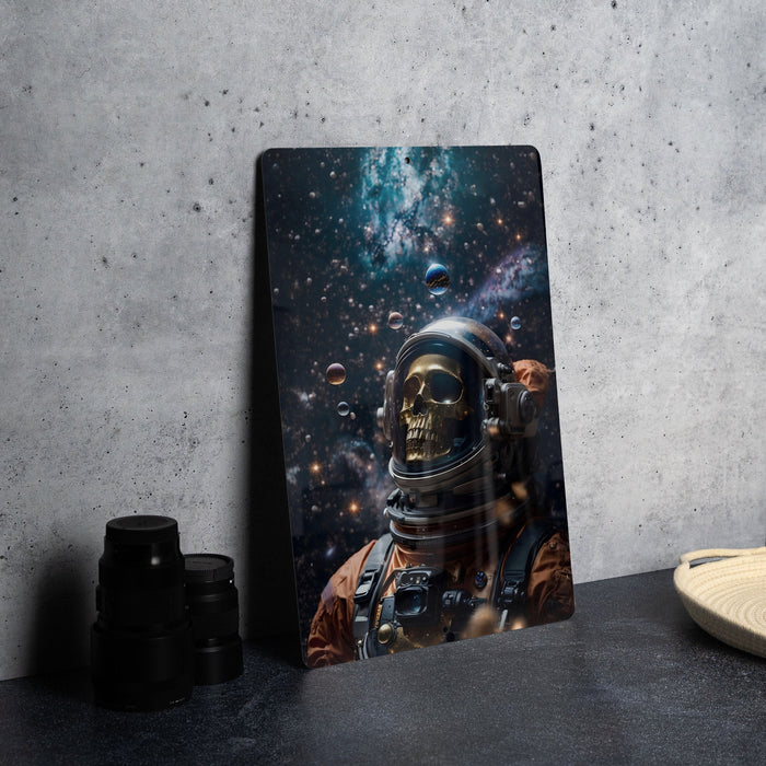 Astronaut Skeleton Universe Metal Sign - Space Art, Cosmic Decor, Sci-Fi Wall Art, Galaxy View, Mystery of Space