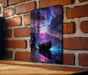 Boat Under Colorful Night Sky Wall Art Metal Sign - Starry Seascape, Nautical Decor, Celestial Voyage, Dreamy Ocean