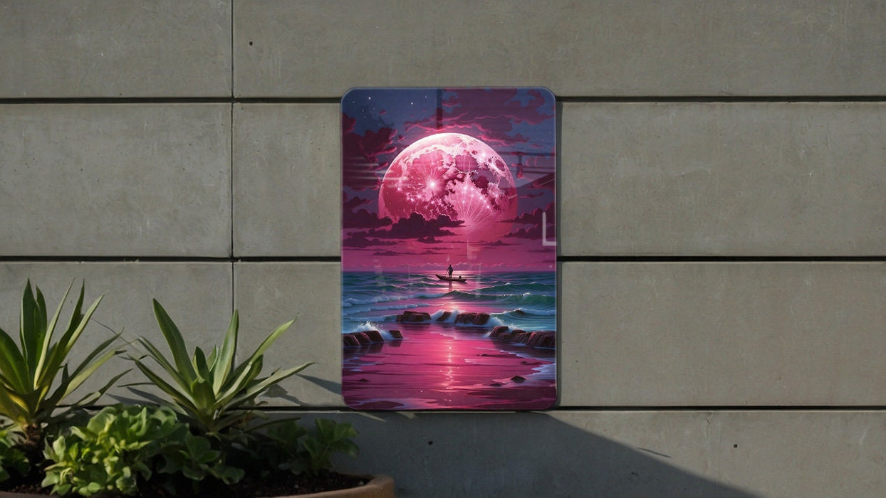 Colorful Night Sky Ocean Wall Art Metal Sign - Starry Sea, Celestial Waters, Cosmic Ocean, Night Beach, Serene View