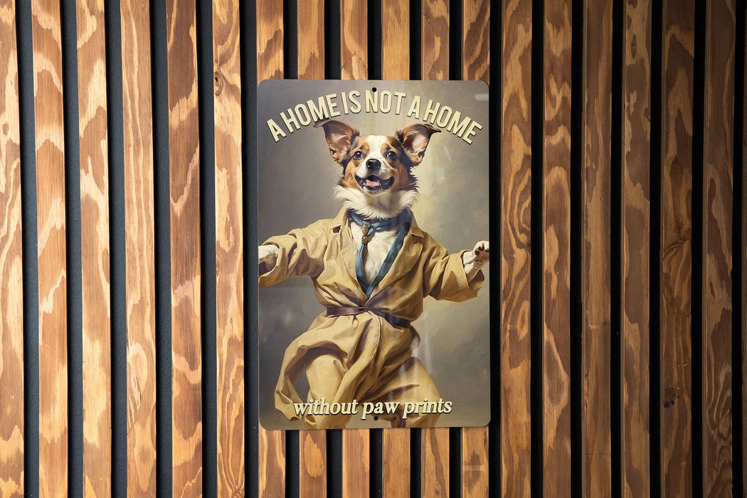 a poster of a dog dressed in a trench coat