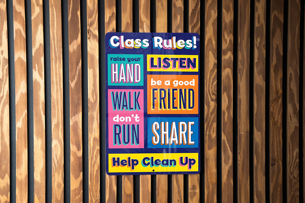 Colorful Classroom Rules Metal Sign - Easy to Clean Classroom Decor - Educational - Educational Poster - Teacher - Teacher Sign
