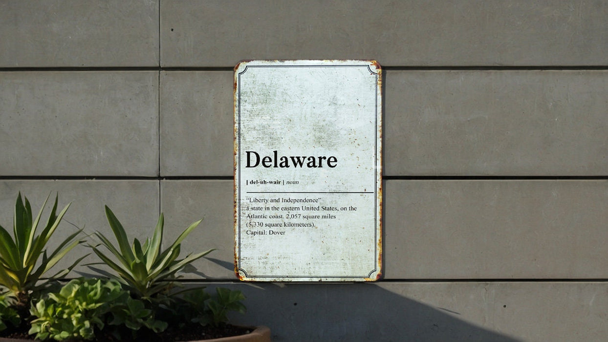 Delaware State Definition - Metal Sign - Wall Decor