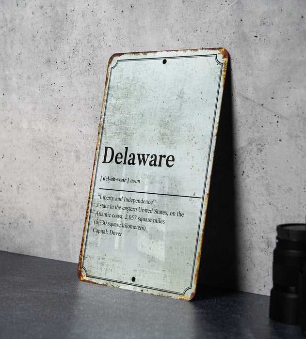 Delaware State Definition - Metal Sign - Wall Decor