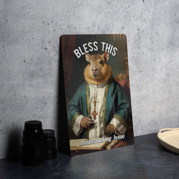 Bless This Motherfucking Home Metal Sign - Edgy Home Blessing, Bold Decor