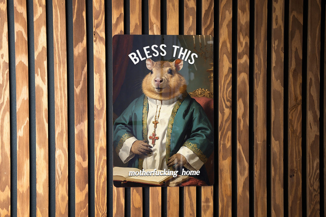 Bless This Motherfucking Home Metal Sign - Edgy Home Blessing, Bold Decor