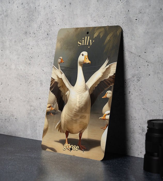 Silly Goose Metal Sign, Playful Goose Decor, Quirky Bird Art, Funny Animal Sign, Whimsical Home Decoration