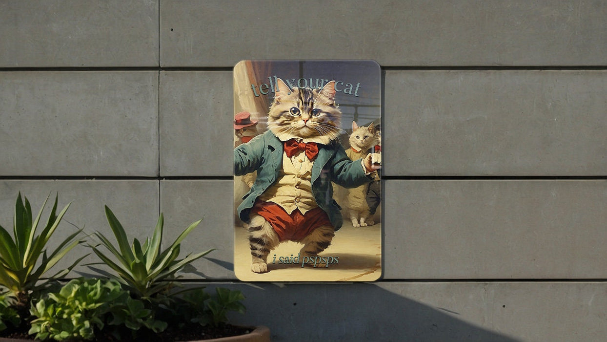 Tell Your Cat I Said Pspsps Metal Sign, Cat Lover Decor, Whimsical Cat Call, Funny Feline Art, Quirky Wall Decor