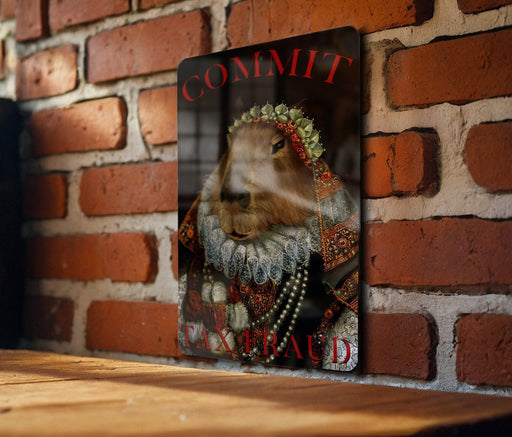 Commit Tax Fraud - Metal Signs - Legal Humor Decor, Capybara Lover Gift, Funny Office Sign, Unique Wall Art, Funny Home Decor