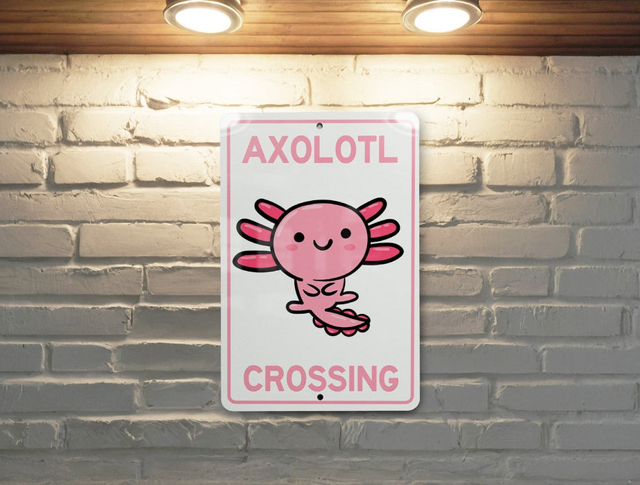 Axolotl Crossing Metal Sign, Cute Pet Decor, Animal Crossing Sign, Unique Home Decor, Wall Art