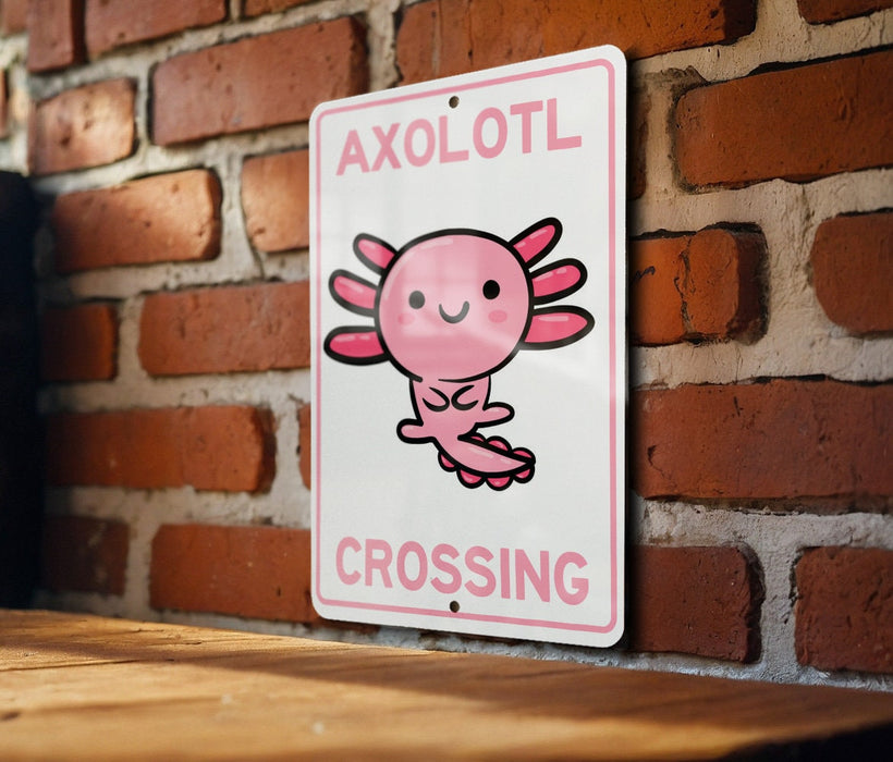 Axolotl Crossing Metal Sign, Cute Pet Decor, Animal Crossing Sign, Unique Home Decor, Wall Art