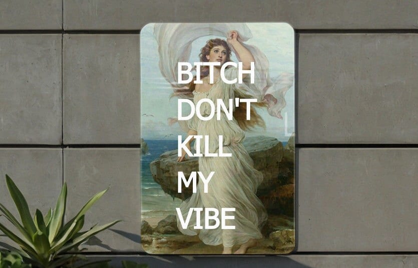 Bitch Don't Kill My Vibe, Humor Decor, Chic Metal Art, Unique Gift, Fun Wall Sign - Metal Poster