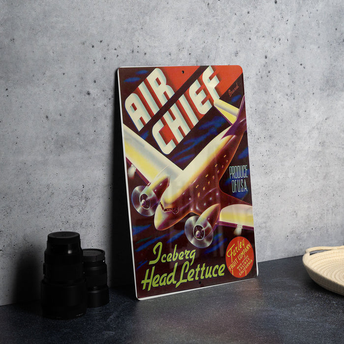 Air Chief Lettuce Vintage Metal Poster - Retro Kitchen Sign, Iceberg Head Decor