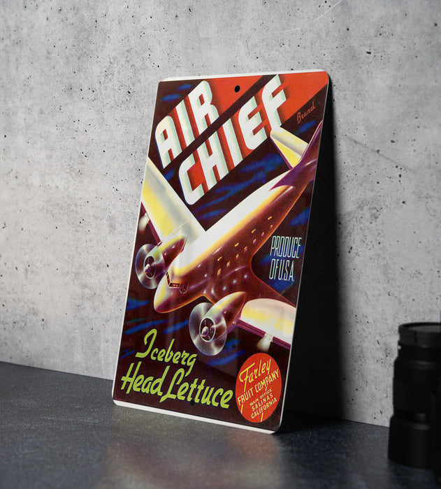 Air Chief Lettuce Vintage Metal Poster - Retro Kitchen Sign, Iceberg Head Decor