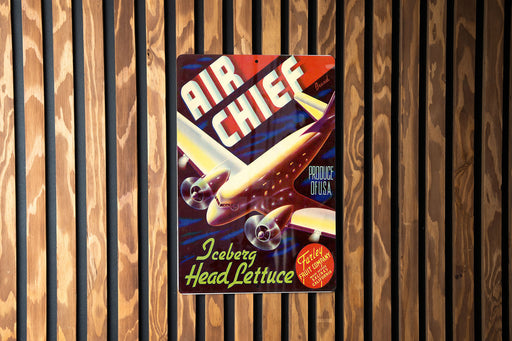 Air Chief Lettuce Vintage Metal Poster - Retro Kitchen Sign, Iceberg Head Decor