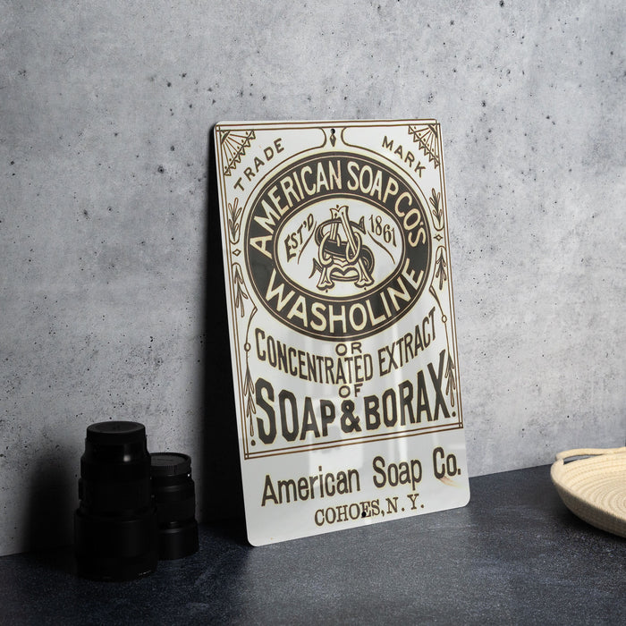 American Soap Co Vintage Themed Metal Poster - Washoline Soap Sign, Classic Laundry Decor