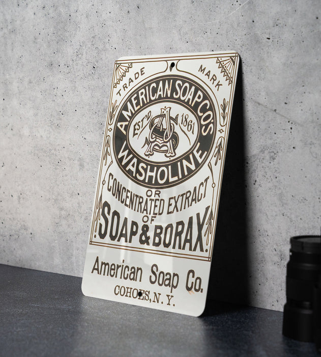 American Soap Co Vintage Themed Metal Poster - Washoline Soap Sign, Classic Laundry Decor