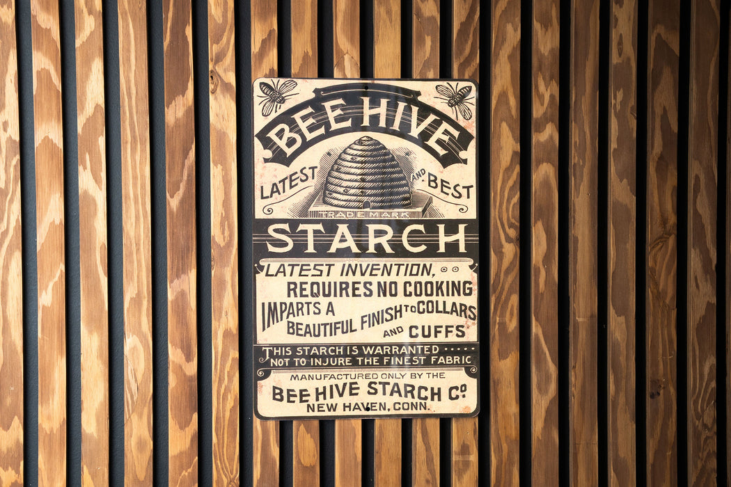 Bee Hive Starch Metal Poster - Vintage Laundry Sign, Retro Starch Advertisement
