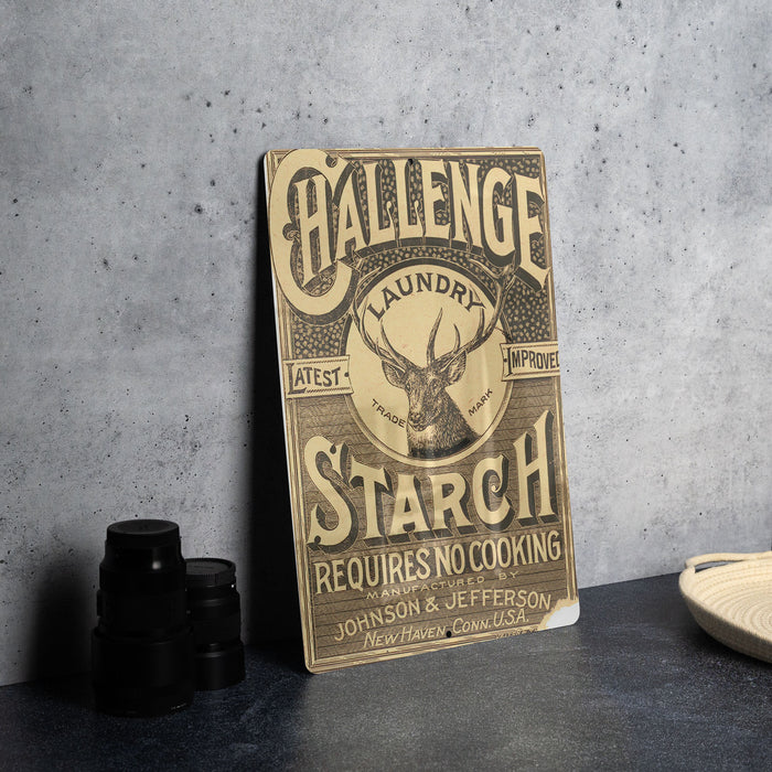 Challenge Starch Vintage Metal Poster - Laundry Starch Sign, Retro Laundry Room Decor