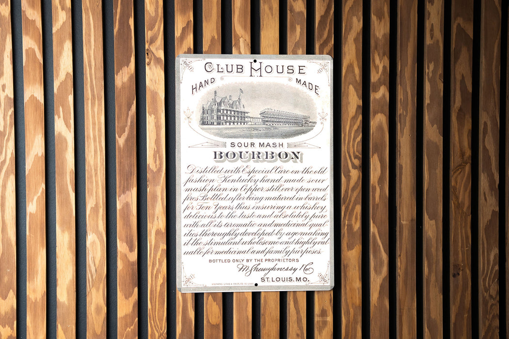 Club House Bourbon Metal Poster - Sour Mash Vintage Sign, Whiskey Bar Decor