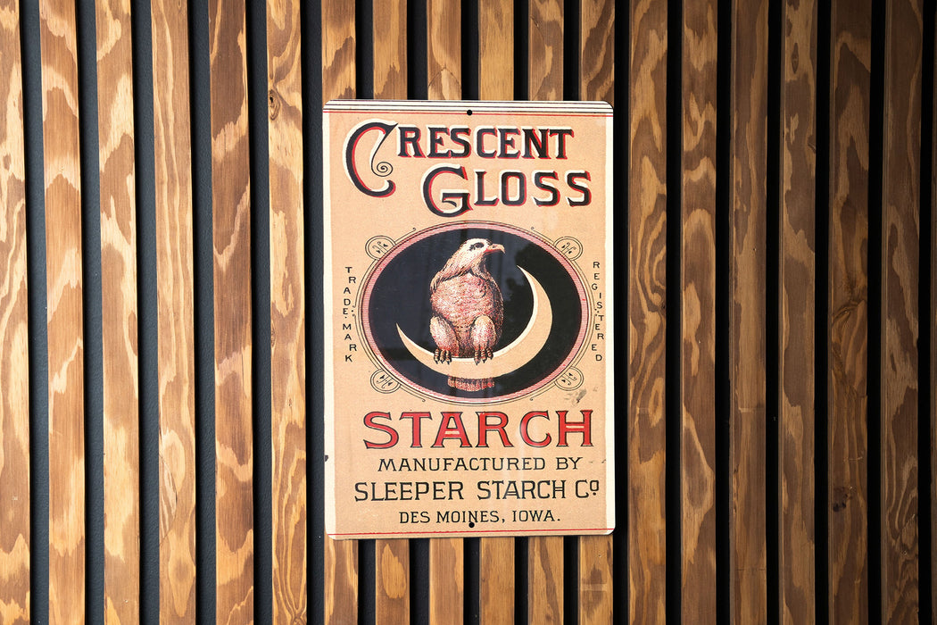 Crescent Gloss Starch Metal Poster - Vintage Laundry Sign, Classic Starch Ad