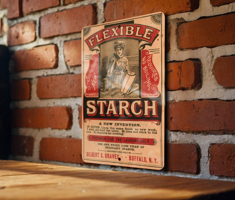 Flexible Starch Metal Poster - Vintage Laundry Sign, Retro Washing Ad