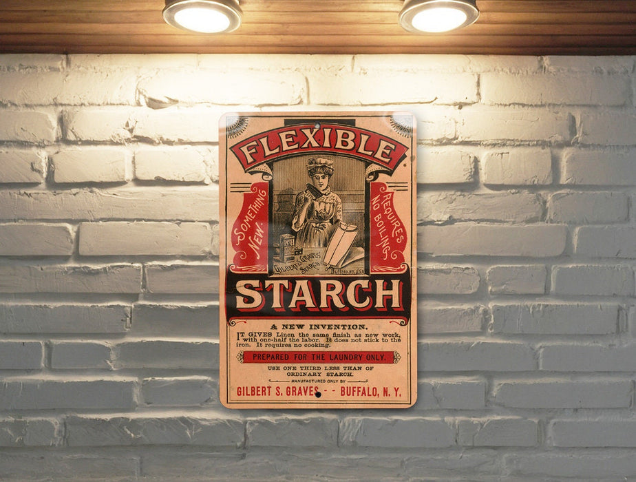 Flexible Starch Metal Poster - Vintage Laundry Sign, Retro Washing Ad