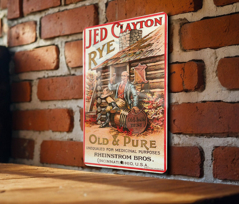 Jed Clayton Rye Whiskey Vintage Metal Poster - Speakeasy Decor, Classic Alcohol Ad