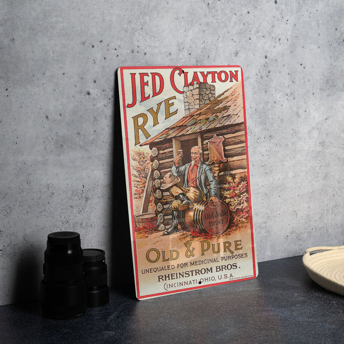 Jed Clayton Rye Whiskey Vintage Metal Poster - Speakeasy Decor, Classic Alcohol Ad