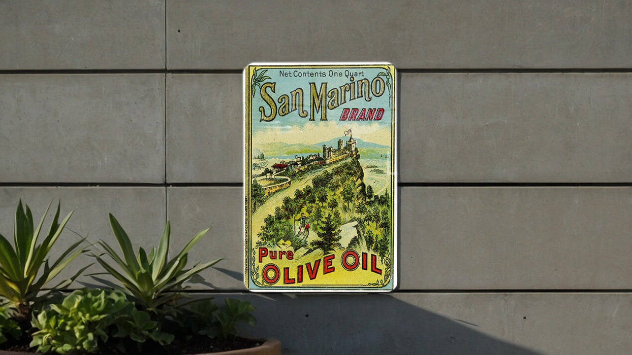 San Marino Olive Oil Vintage Metal Poster - Retro Kitchen Art, Classic Cooking Oil Ad