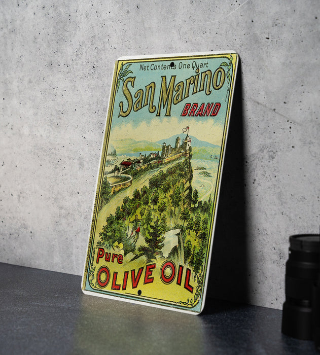San Marino Olive Oil Vintage Metal Poster - Retro Kitchen Art, Classic Cooking Oil Ad