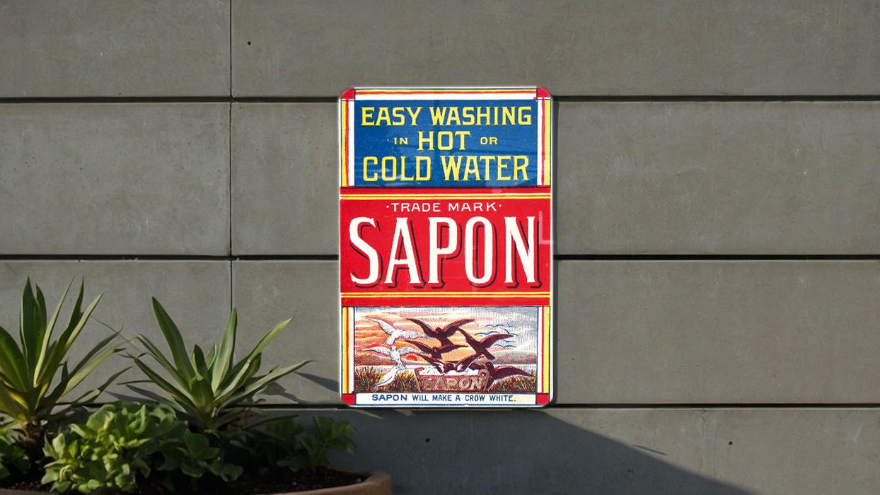 Sapon Soap Vintage Metal Poster - Classic Laundry Ad, Retro Soap Decor
