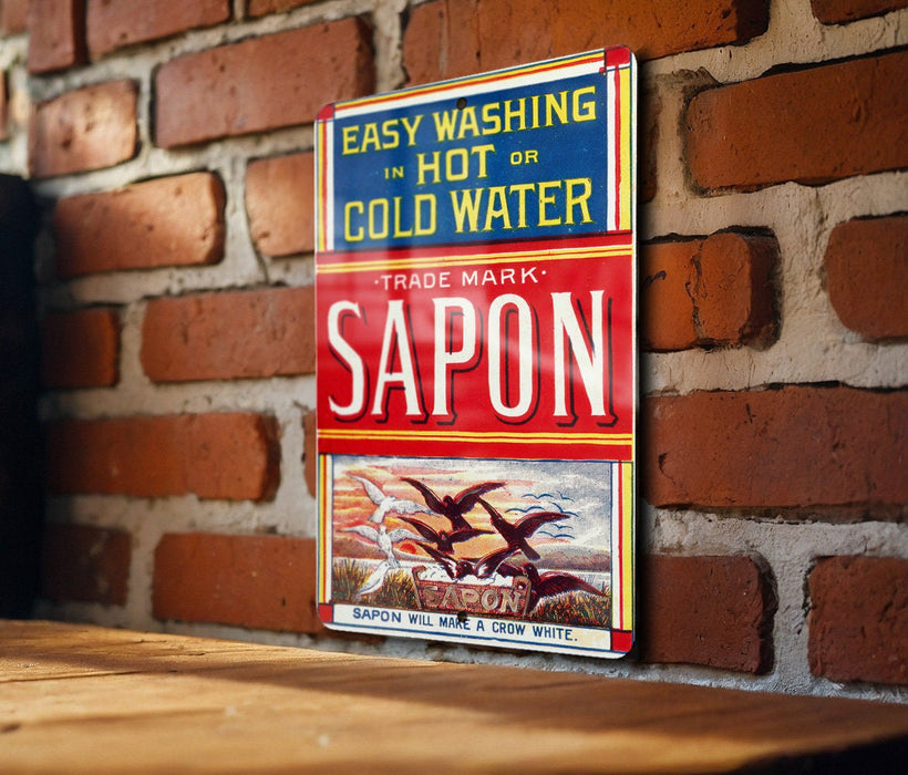Sapon Soap Vintage Metal Poster - Classic Laundry Ad, Retro Soap Decor
