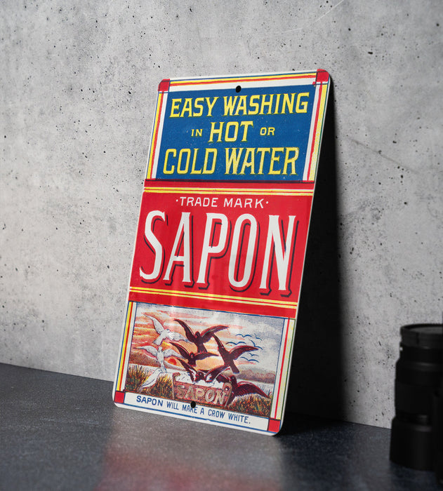 Sapon Soap Vintage Metal Poster - Classic Laundry Ad, Retro Soap Decor