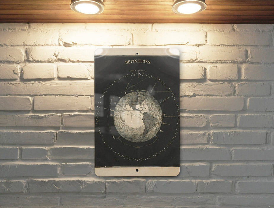 Vintage Earth Astronomy Metal Poster - Classic Earth Illustration, Educational Wall Art