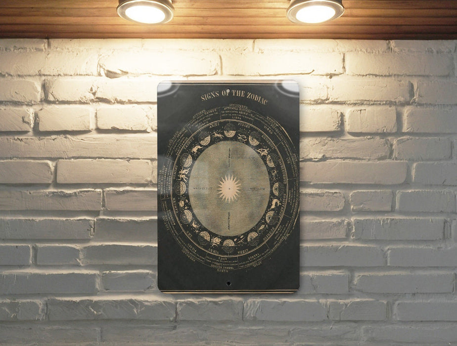 Vintage Zodiac Signs Metal Poster - Astrology Chart Art, Celestial Decor, Star Sign Gift