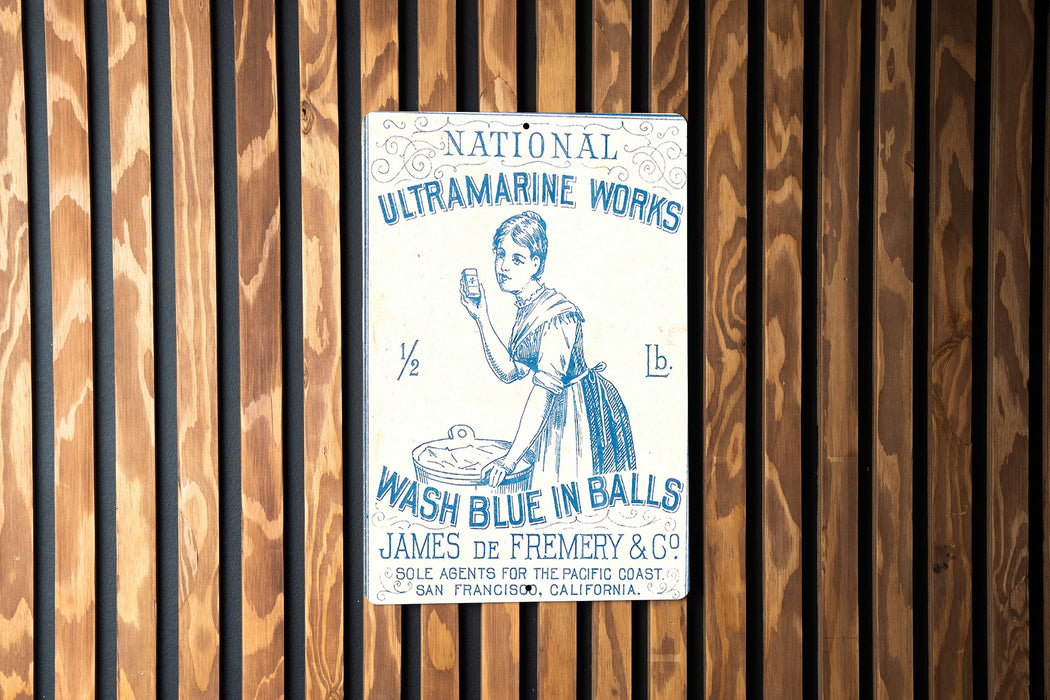 Wash Blue Balls Ultramarine Metal Poster - Vintage Laundry Ad, Classic Cleaning Product