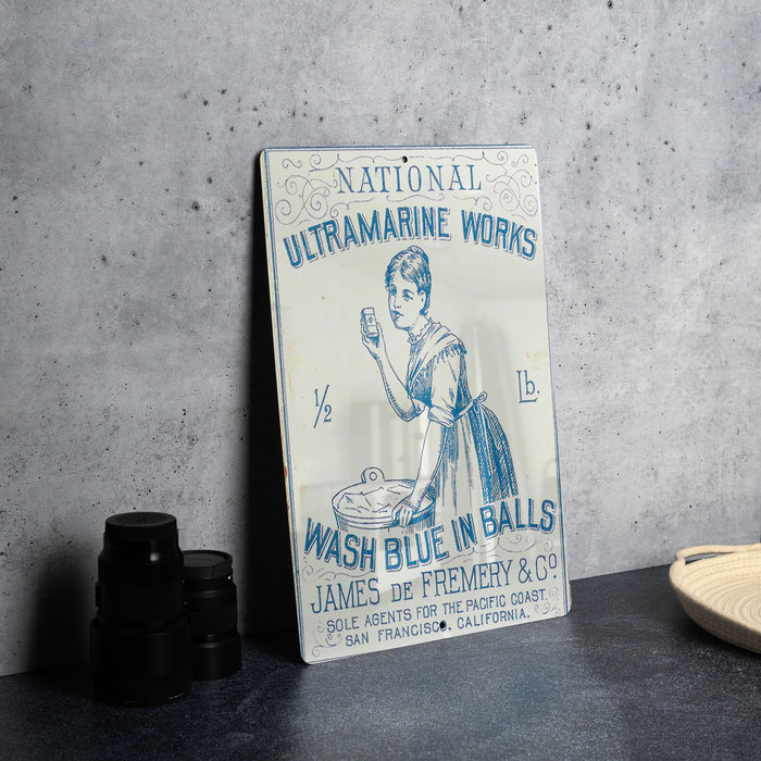 Wash Blue Balls Ultramarine Metal Poster - Vintage Laundry Ad, Classic Cleaning Product