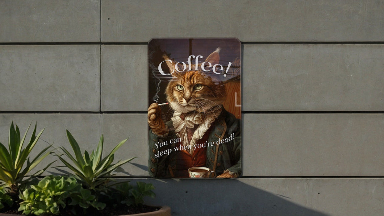 Coffee Sleep Later Metal Poster - Coffee Quote, Caffeine Humor, Wall Art, Kitchen Decor, Energy Boost