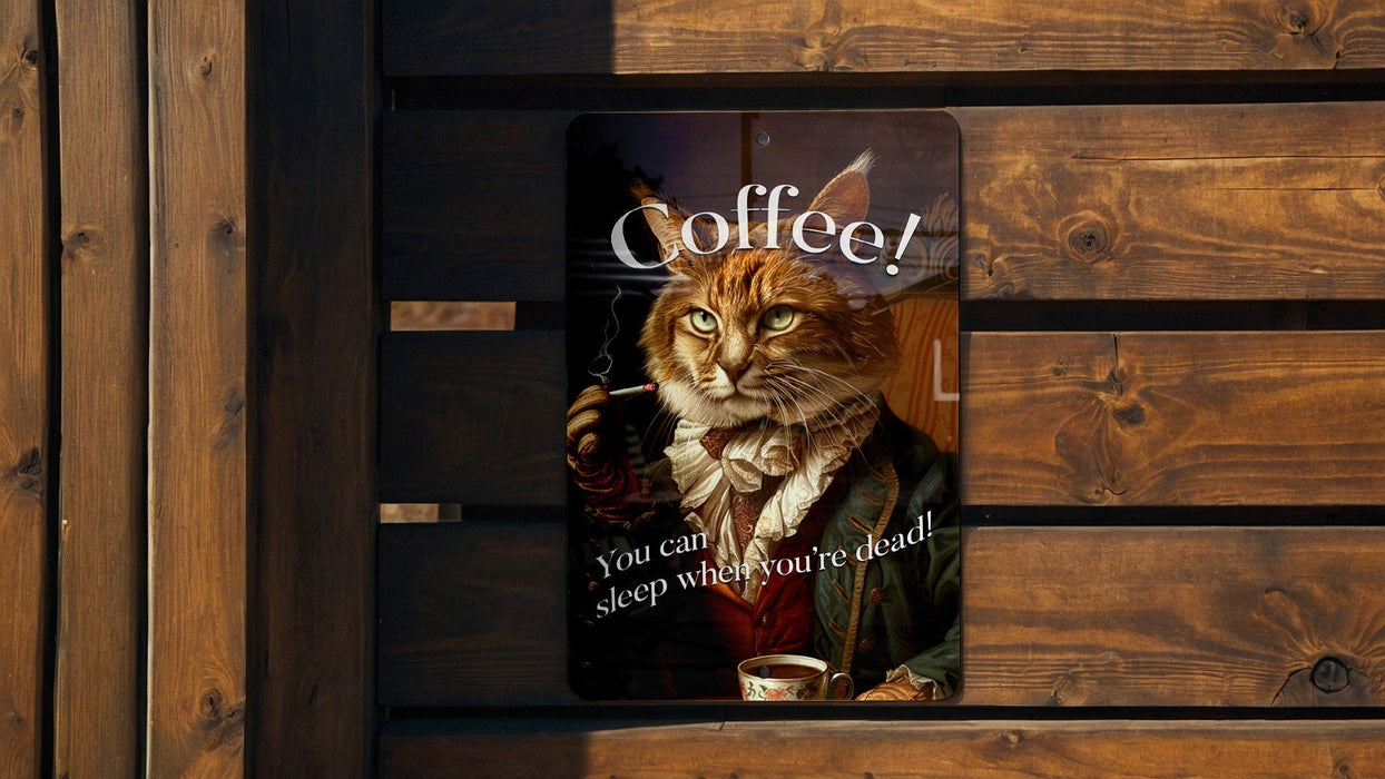 Coffee Sleep Later Metal Poster - Coffee Quote, Caffeine Humor, Wall Art, Kitchen Decor, Energy Boost