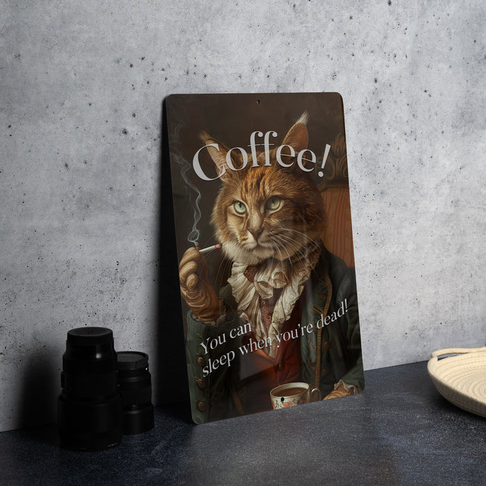 Coffee Sleep Later Metal Poster - Coffee Quote, Caffeine Humor, Wall Art, Kitchen Decor, Energy Boost
