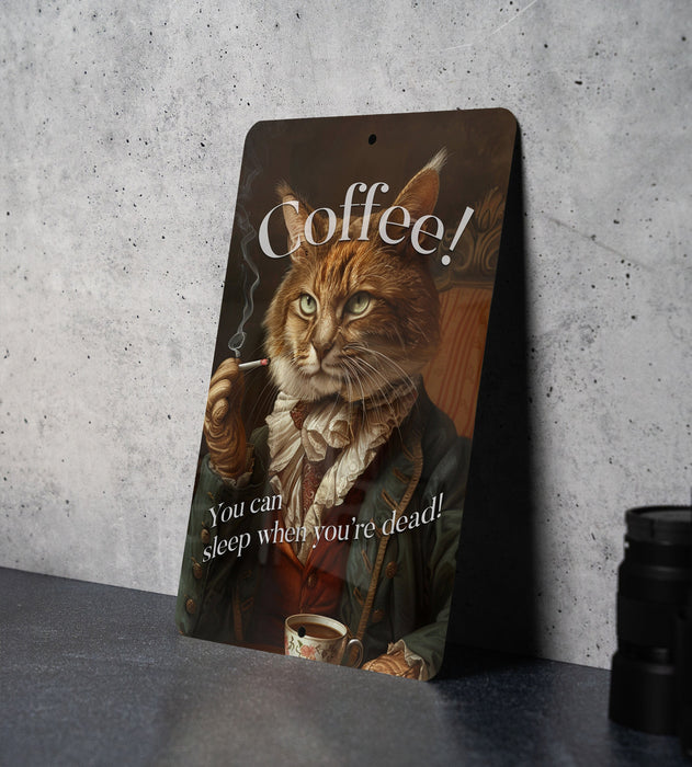 Coffee Sleep Later Metal Poster - Coffee Quote, Caffeine Humor, Wall Art, Kitchen Decor, Energy Boost