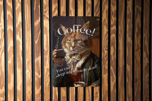 Coffee Sleep Later Metal Poster - Coffee Quote, Caffeine Humor, Wall Art, Kitchen Decor, Energy Boost