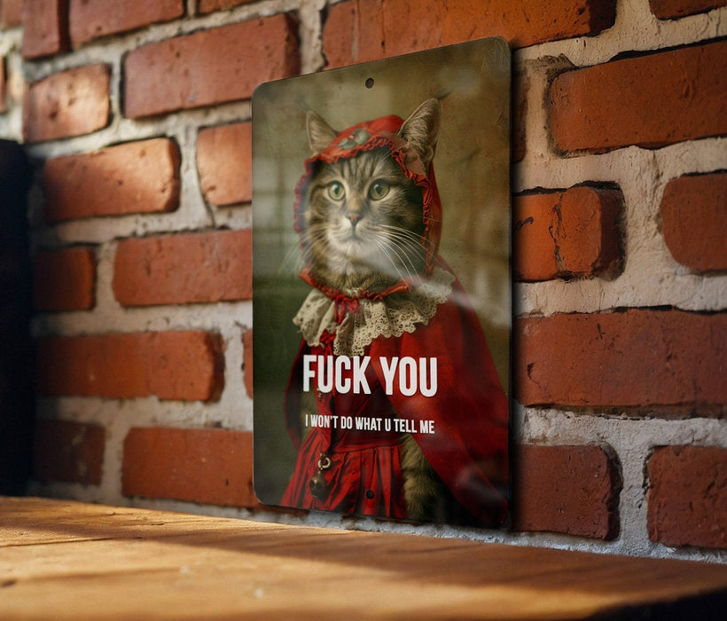 Fuck You I Won't Do What U Tell Me Metal Poster - Defiance Theme, Rebel Art, Statement Decor, Personal Freedom, Wall Sign