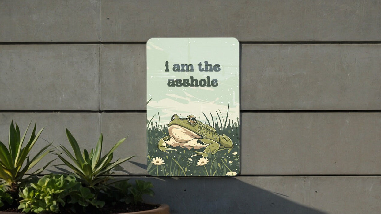 Asshole Frog Metal Poster - Humor Art, Sarcastic Frog, Funny Quote, Whimsical Decor, Unique Illustration