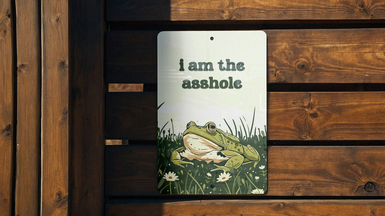 Asshole Frog Metal Poster - Humor Art, Sarcastic Frog, Funny Quote, Whimsical Decor, Unique Illustration