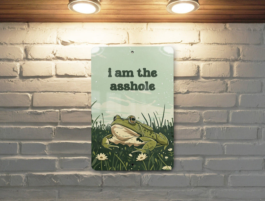 Asshole Frog Metal Poster - Humor Art, Sarcastic Frog, Funny Quote, Whimsical Decor, Unique Illustration
