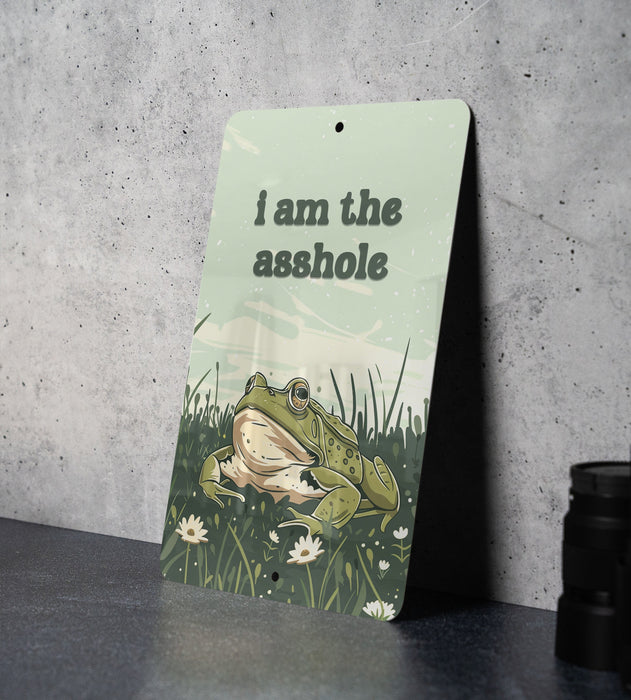 Asshole Frog Metal Poster - Humor Art, Sarcastic Frog, Funny Quote, Whimsical Decor, Unique Illustration