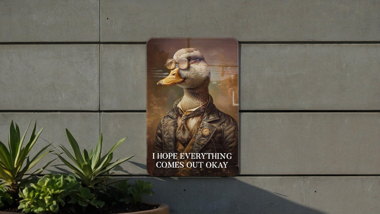 Everything Comes Out Okay Metal Poster - Positive Vibes, Encouraging Art, Hopeful Quote, Bathroom Humor, Light Hearted