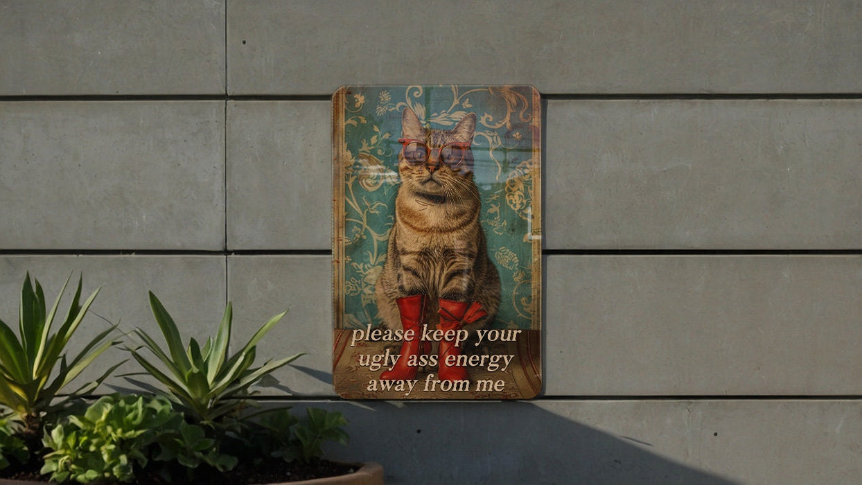Ugly Ass Energy Metal Poster - Positive Vibes Only, Energy Shield, Humor Quote, Personal Space, Wall Decor