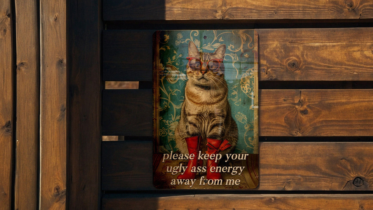 Ugly Ass Energy Metal Poster - Positive Vibes Only, Energy Shield, Humor Quote, Personal Space, Wall Decor